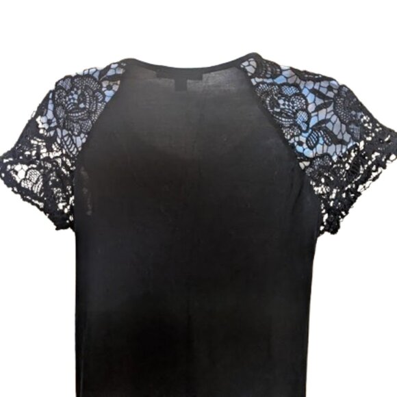Black Lace Short Sleeve Top Size Small - Picture 3 of 5
